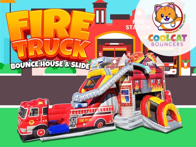 Fire Truck bounce house & slide 