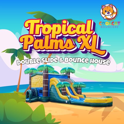  XL Tropical Palms 🌴 Double slide, Bounce House