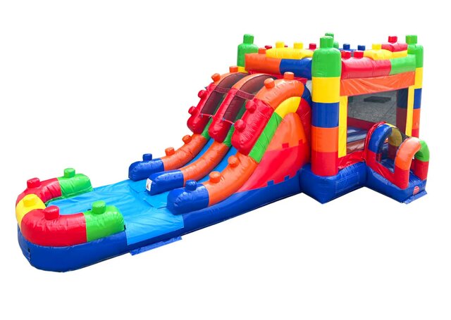 XL MEGA BLOCKS BOUNCE HOUSE,DOUBLE SLIDE 