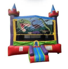 Neon Castle Bounce House - Dinosuar