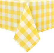 Rectangle Tablecloth - 6' Table (60"x120"), Yellow and White Plaid