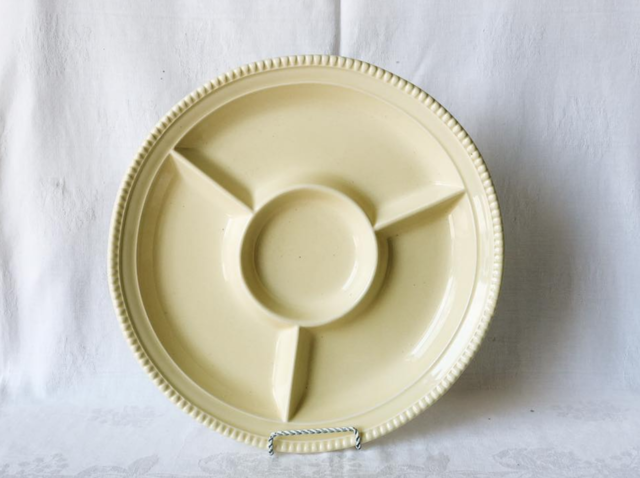 Serving Dish- Yellow Divided, ceramic
