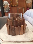 Driftwood and Glass Vase and/or candle holder