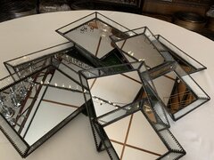 Square Mirrored Tray w Metal Edging