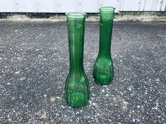 Vintage Green Depression Glass Bud Vase, original pattern