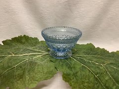 Vintage Cut Glass Crystal Bowl, light blue
