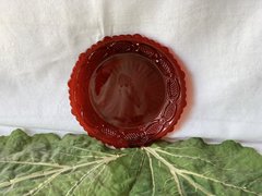 Vintage Red Cut Glass Dessert Plate
