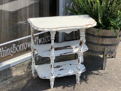 White  Demilune Table, small tiered