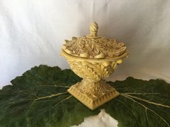 Vintage Yellow Leaf Compote w/ Lid