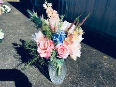Bridal Bouquet in Soft Peach, Pinks & Blue