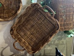 'Vintage' Wicker Rectangle Basket/Tray w Handle