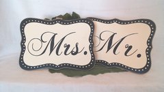 Small Mr & Mrs Sign, pair