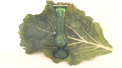 Vintage Diamond Pattern Green Depression Glass Bud Vase