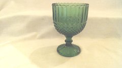 Vintage Green Depression Glass Diamond Goblet Vase
