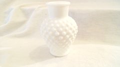 Vintage Hobnail Milk Glass Vase, small