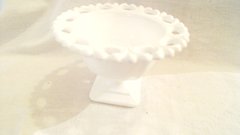 Vintage Milk Glass Compote w/ Lattice Rim, small