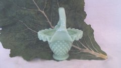 intage Jadeite Hobnail Basket Vase, small