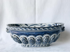 Original French Blue Oval Bowl by Francis
