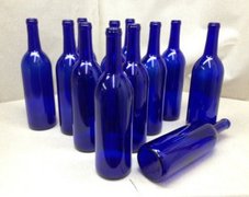 Cobalt Blue Tall Wine Bottle