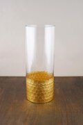 Clear Glass Cylinder w Gold Base, glass