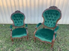 Vintage Emerald Velvet Victorian 'Elizabeth' Chair