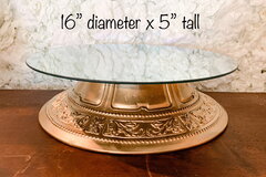 Gold Pedestal Cake Stand with Mirror, 16"