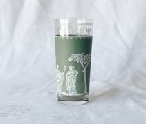 Vintage Green Grecian Glass Tumbler- 2 available