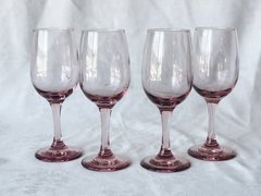 Vintage Pink Stemmed Wine Glass