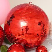 Red Mirrored Disco Ball, 24"