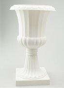 White Pedestal Urn, resin-  3 available