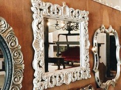Large Antiqued White Shell Mirror