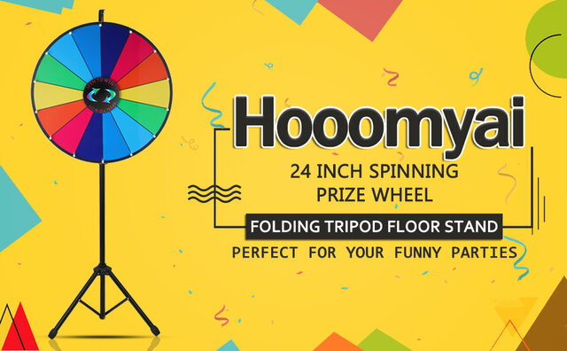 Hooomyai 24 inch Prize Wheel with Folding Tripod Floor Stand Height Adjustable 14 Slots Color Dry Erase Spin Wheel Spinner Game with Dry Erase & Marke