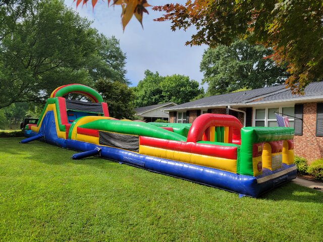 multi-color obstacle and slide wet or dry