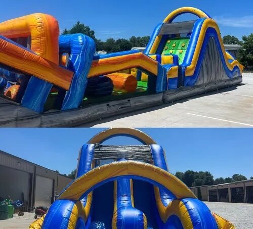 70FT Ninja Extreme Obstacle Course With Double Lane Slide