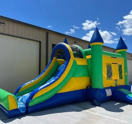 Green And Yellow Castle Combo Bounce House