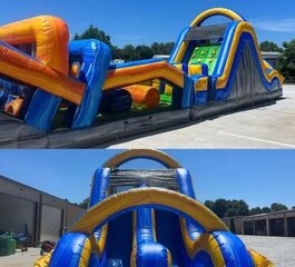 70FT Ninja Extreme Obstacle Course With Double Lane Slide