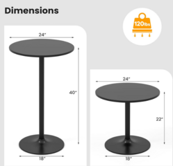 24" Table Circular Cocktail/Bistro Table