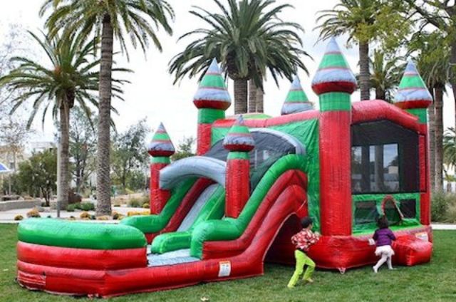 Dual Lane Combo Water Jumper and Bounce House Rental In Del Mar