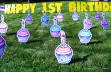 Yard Art Happy Birthday Cupcakes 