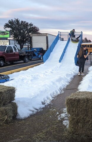 Large Dual Lane Snow Slide with Snow