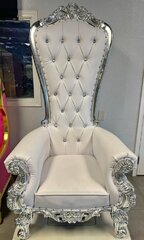 Adult Throne Chair White Silver