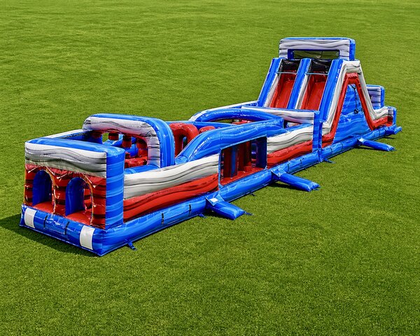 62ft Patriot Dual Lane Obstacle Course w/Slide
