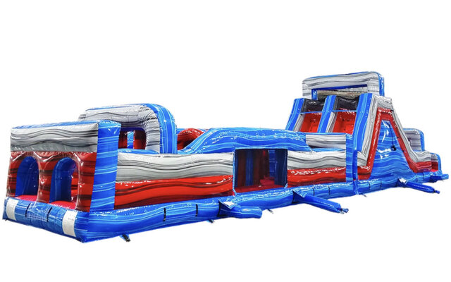 62ft Patriot Dual Lane Obstacle Course w/Slide