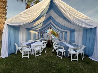 White and Blue Drip Tent
