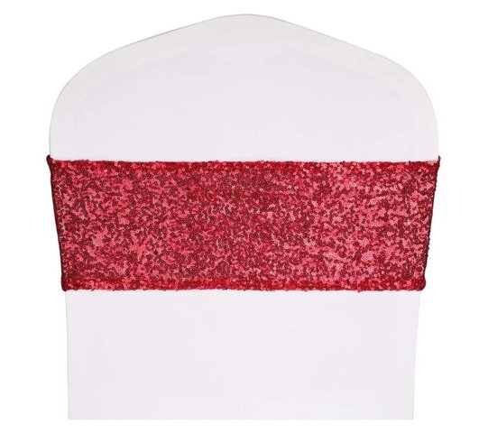 Red - Sequin Spandex Chair Sash