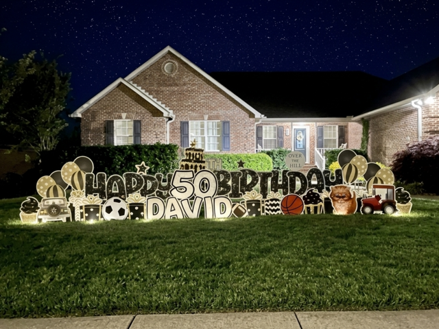 longerblackgoldwhitebirthdayyardsign