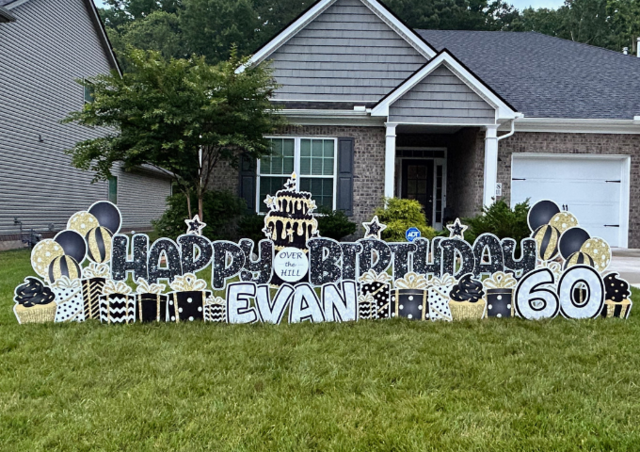 Black, Gold, & White Birthday Yard Sign