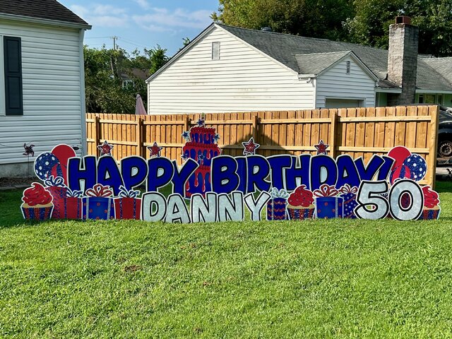 Blue & Red Birthday Yard Sign