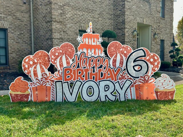 Orange & White Birthday Yard Sign