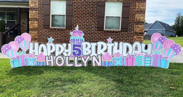 Pink, Purple, & Teal Birthday Yard Sign